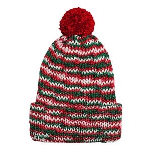 Christmas Cozy Handmade Knit Beanie Winter Hat Women's Red Green White Sparkle